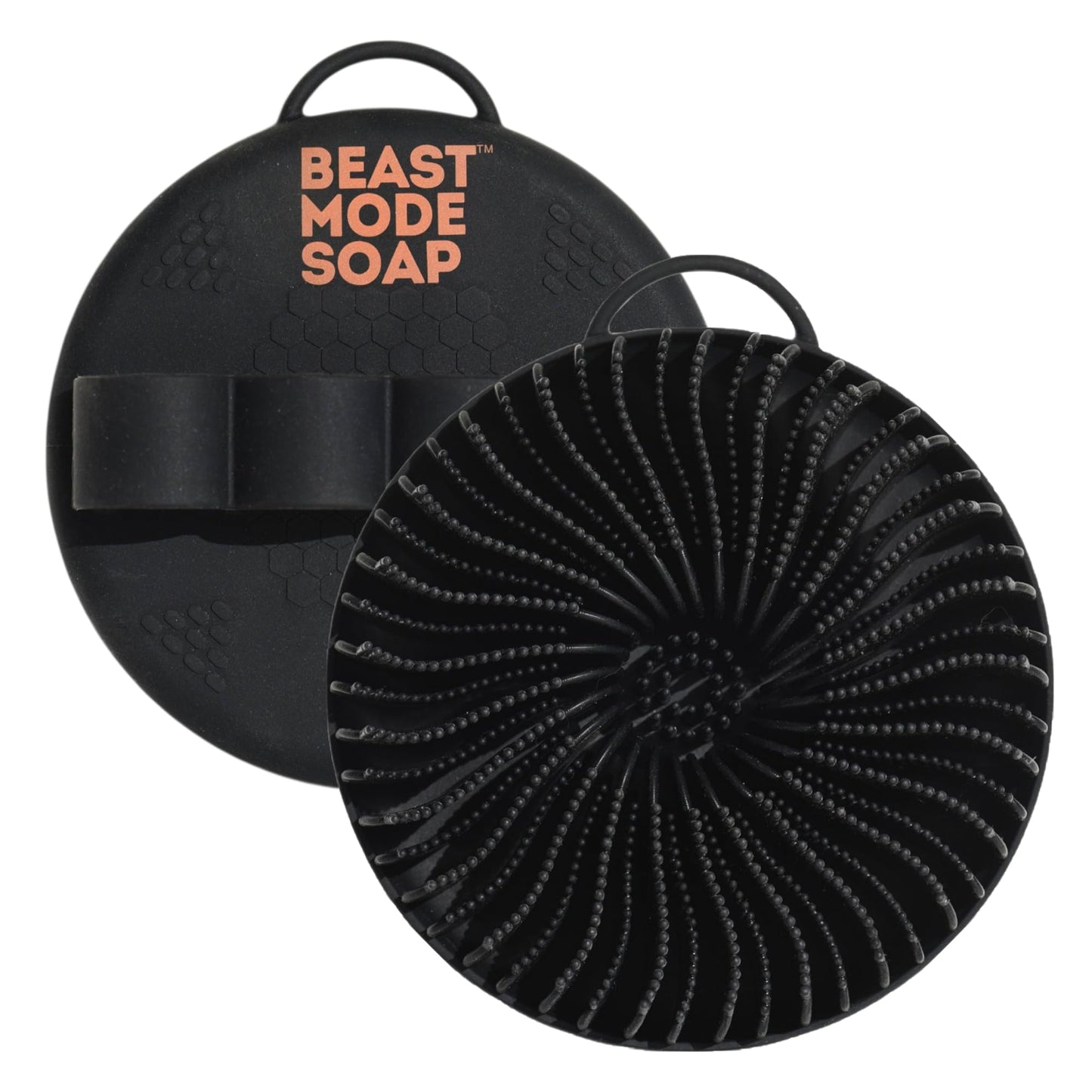 Beast Mode Soap Silicone Body Scrubber Brush Round Handheld Back & Body Scrubber Soft Silicone Exfoliating Massage Shower Brush for Men & Women Black 10.5 x 5.5 cm Reusable