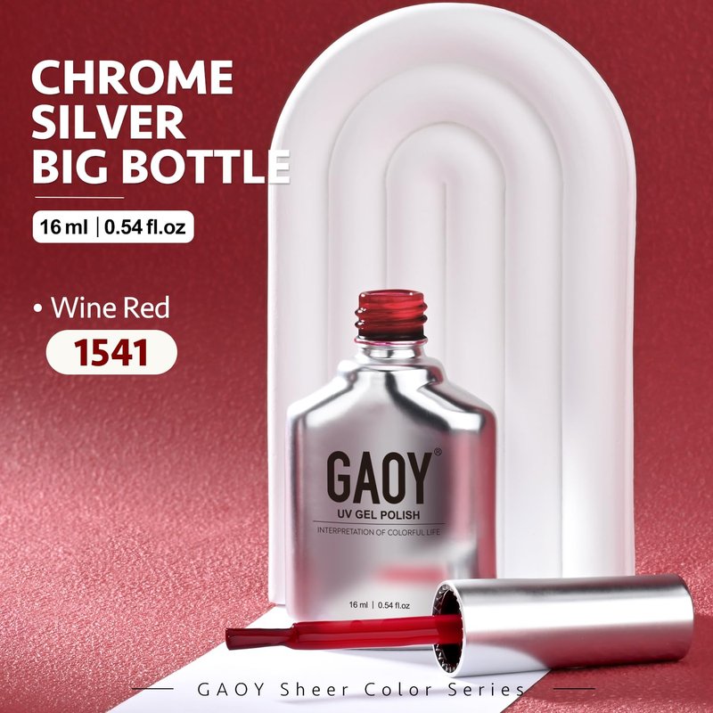 GAOY Sheer Red Gel Nail Polish - 16ml Translucent UV Light Cure for DIY Nail Art | Wine Red 1541
