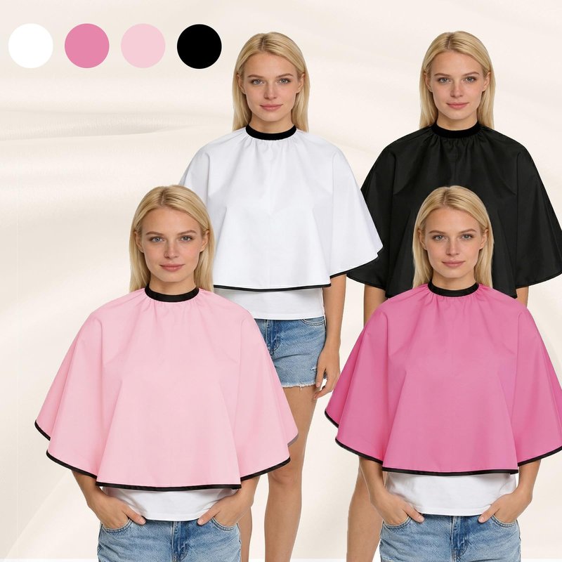 JahoneCo 4Pcs Short Barber Cape Makeup Cape with Adjustable Neckline, Hair Cutting Capes Salon Capes wth Durable Reusable Nylon for Hairdresser Artist Clients, 4 Colors