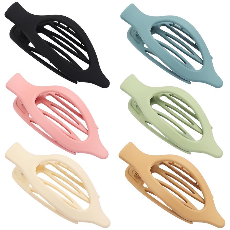 CHANDAT Flat Hair Clip 6 pcs Lay Down Claw Clips Hair Accessories for Women -Colorful