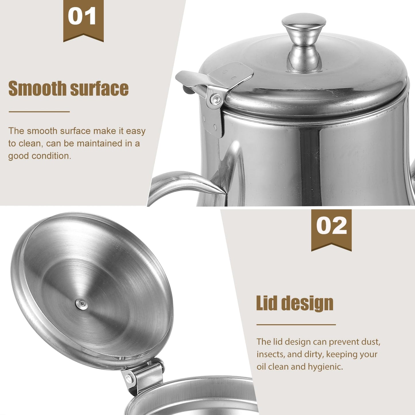 Hemoton Stainless Steel Oil Strainer Pot,Bacon Grease Container with Strainer,Oil Pot Dispenser,Grease Storage Can, Storage Container for Kitchen Cooking Frying Fat Keeper
