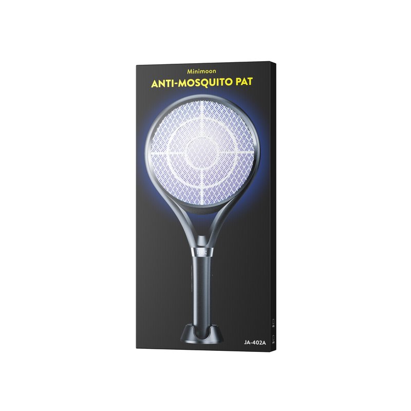 Minimoon Electric Fly Swatter with LED Display, 2000mAh Rechargeable Fly Swatter Racket, 2500V Bug Zapper Racket Dual Modes, Mosquito Killer Lamp with 3 Layers Safety Mesh for Indoor Outdoor Camping