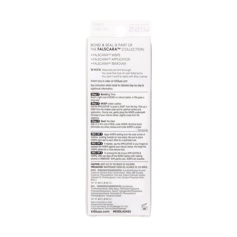 KISS Falscara DIY Eyelash Extension Bond & Seal Infused with Biotin & Vitamin E – Strong Gentle Comfortable Lash Adhesive for All Day Wear For Use With Falscara Lash Wisps, Remover, and Applicator