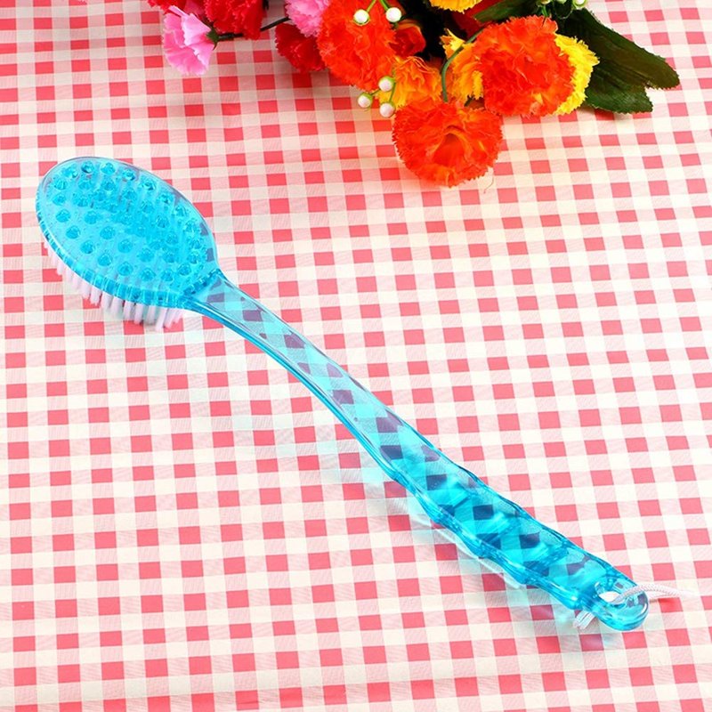Ergonomics Long Handle Shower Brush, Exfoliating Back Scrubber with Stiff and Soft for Wet or Dry Brushing, Body Brush for Deep Cleansing and Massage -