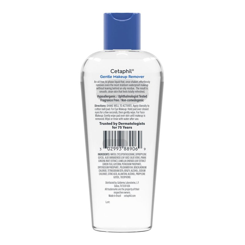 Cetaphil Gentle Waterproof Makeup Remover, Oil-Free Formula Suitable for Sensitive Skin, 6.0 Fluid Ounce