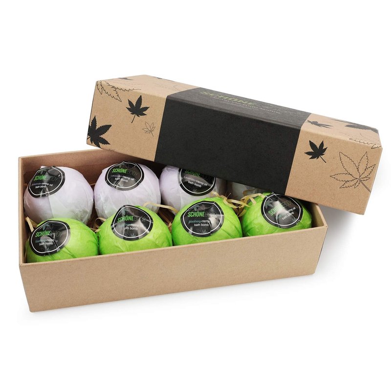 8 Pack Hemp Bath Bombs Set for Muscle Therapy & Relaxation | Large Vegan Fizzy Spa Gift for Women & Men | Natural Lavender, Mint Oils Moisturize Dry Skin & Soothe Stress, Wife Stocking Stuffers Gifts