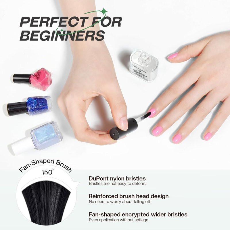 Glamonade Clear Base Top Coat Nail Polish - 2 in 1 Quick Dry, High Shine, Long Lasting | Color Protection & Smudge Resistance