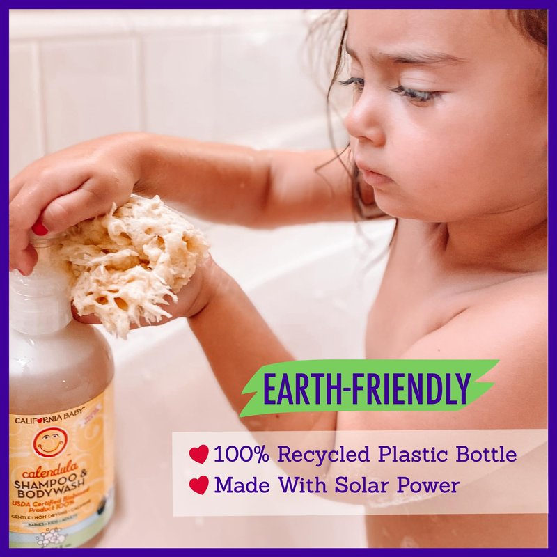 California Baby Calendula Baby Shampoo + Baby Wash | 100% Plant-Based | Soothing Lavender Body Wash | Sensitive Skin | Hypoallergenic | 19 oz (2-Pack)