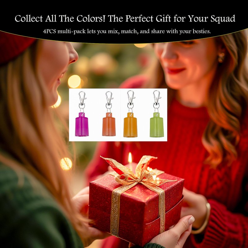 【4-Pack】Keychain Caps for e.l.f. Squeeze Me Lip Balm 0.21 oz, Portable Replacement Cover Holder, Leak-Proof Design, Never Lose Your Lip Gloss Again