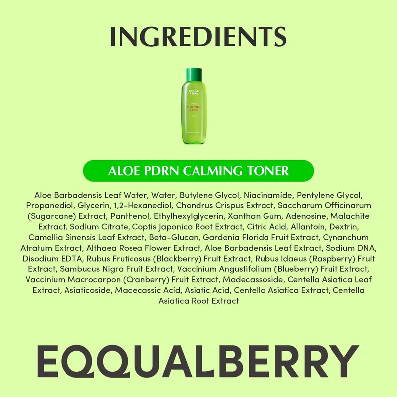 EQQUALBERRY Aloe PDRN Calming Toner - Instant Relief & Cooling for Sensitive Skin | Non-Comedogenic & Fungal Acne Safe | 5.07 fl. oz / 150ml