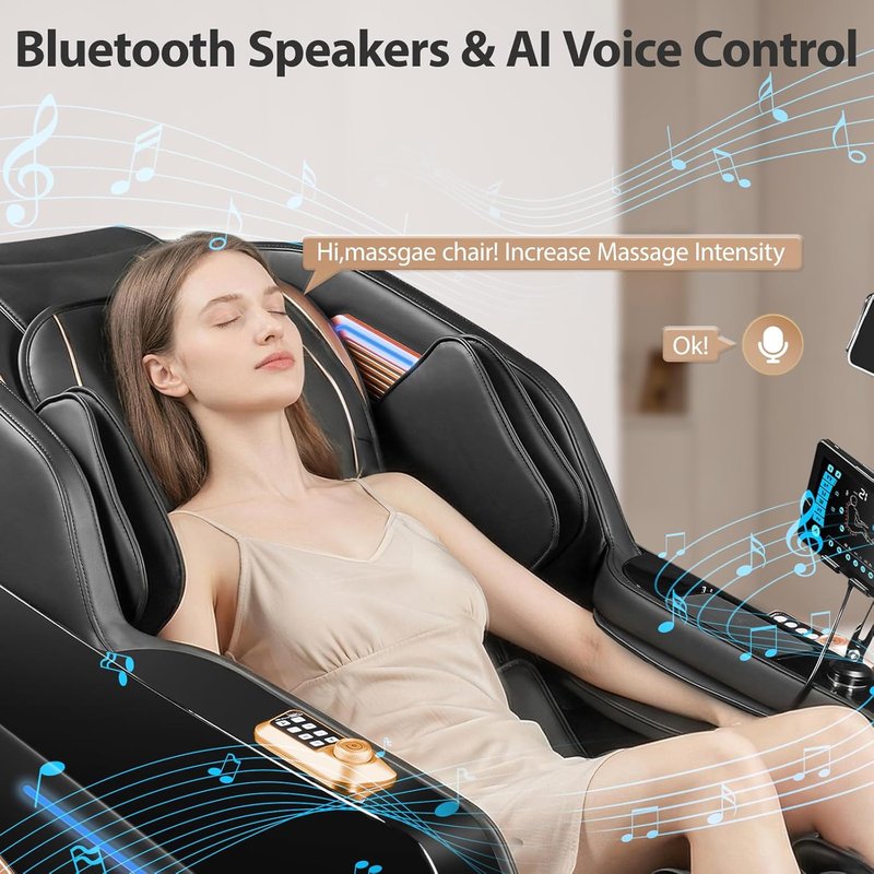 Full Body 4D Zero Gravity Massage Chair - Shiatsu Recliner with Lumbar Heat, 57.1" SL-Track, AI Voice, Bluetooth, 40 Airbags
