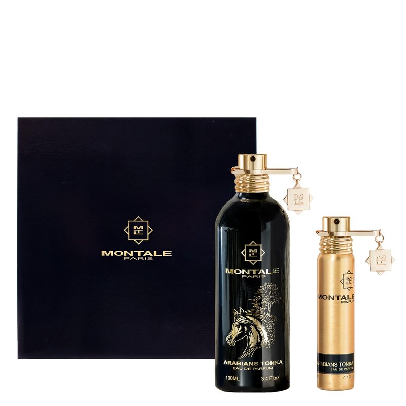 Montale Arabians Tonka Holiday Gift Set – Eau de Parfum 100ml / 3.4 fl oz + 20ml Travel Spray – Spicy Amber Gourmand Fragrance