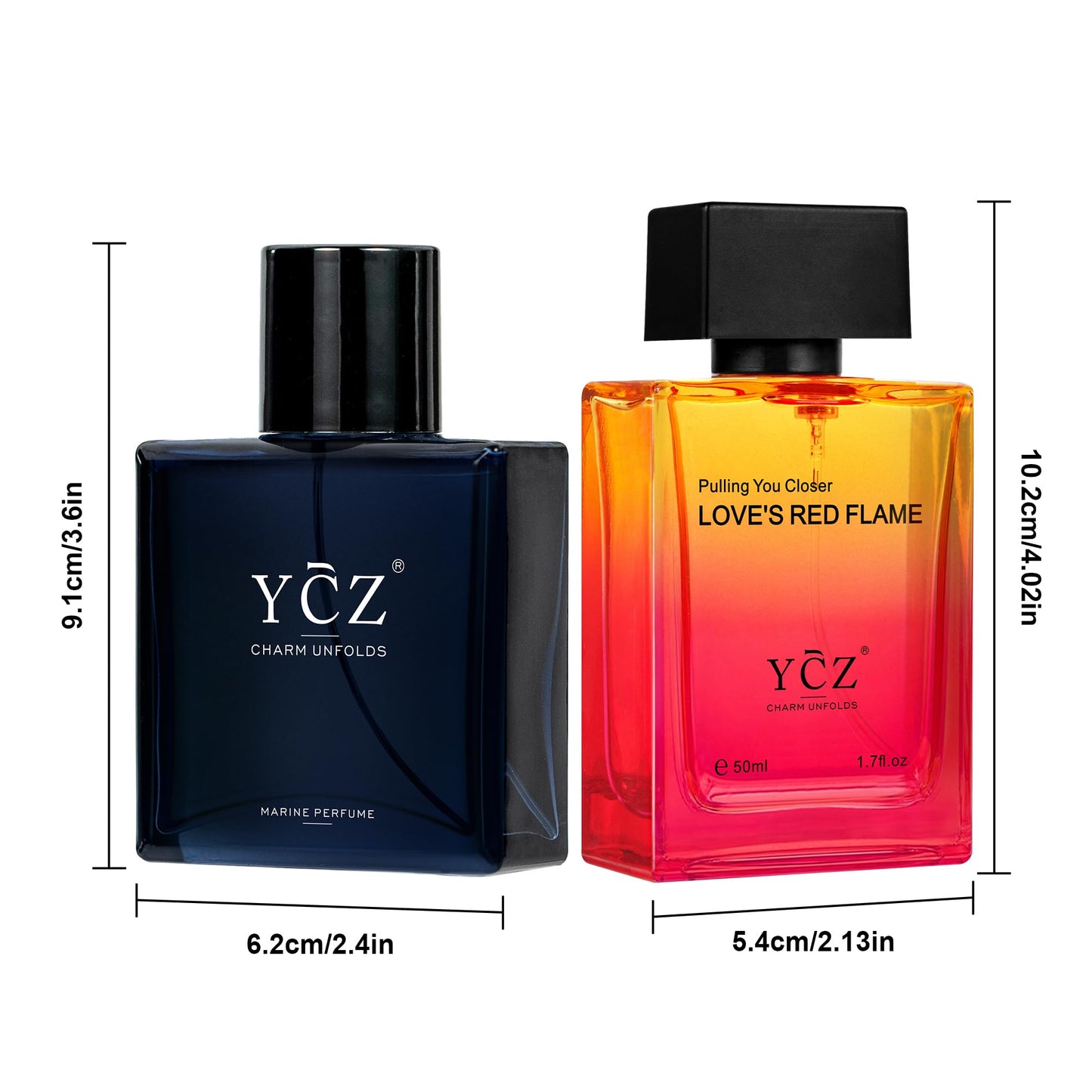 Ycz Eau de Parfum Ocean Fire Perfume Set, 1.7oz(50ml) Bottled 2pcs Men'S Luxury Perfume - Oriental Fresh And Long Lasting Floral Scent for Dating, Made for Men Valentine's Day Gift, Christmas Gifts