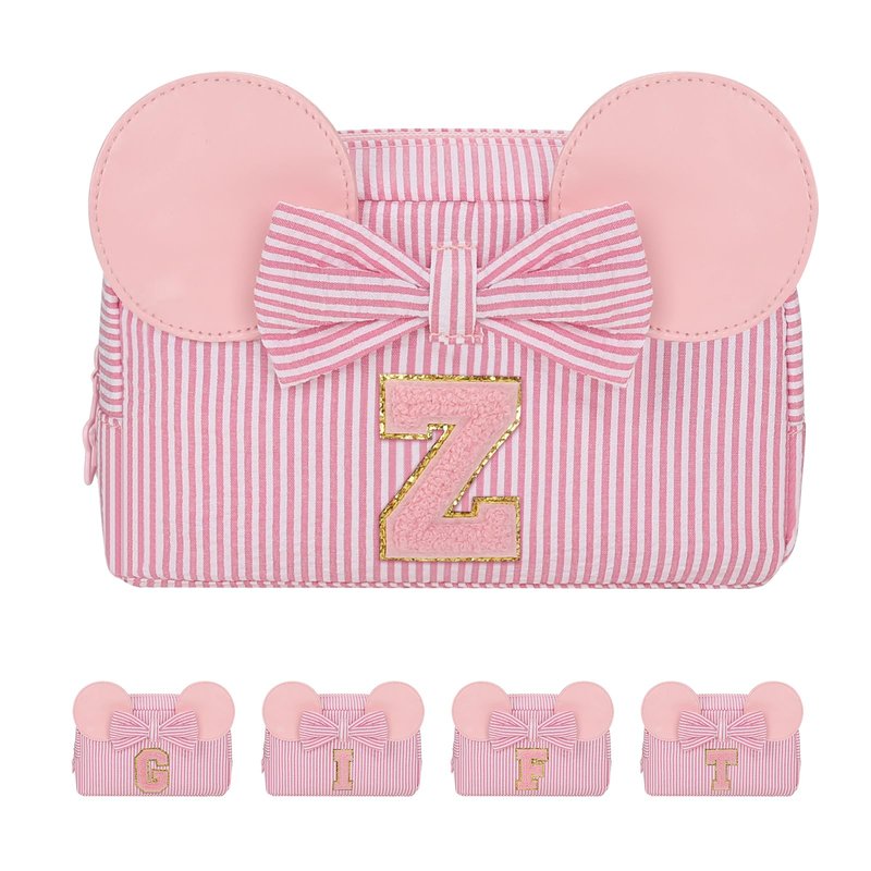 Initial Makeup Bag for Girls, Cute Makeup Bag Small Cosmetic Bag Travel Make Up Organizer Pouch, Birthday Gifts for Girls 4 5 6 7 8 9 10 11 12 13 14 15 Years Old, Teen Girls Gifts Trendy Stuff