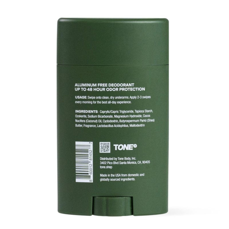 TONE Aluminum Free Deodorant for Men & Women, Woodland, Paraben Free Formula with up to 48-Hour Odor Protection, Dermatologist-Tested, 2.65 oz