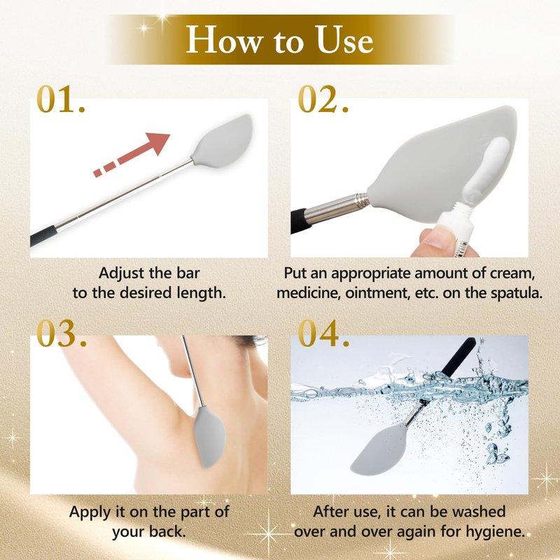 FieldSora Cream Applicator for Back Telescopic Easy to Clean Applies Creams, Sunscreens, and Ointments (Accurate Application)