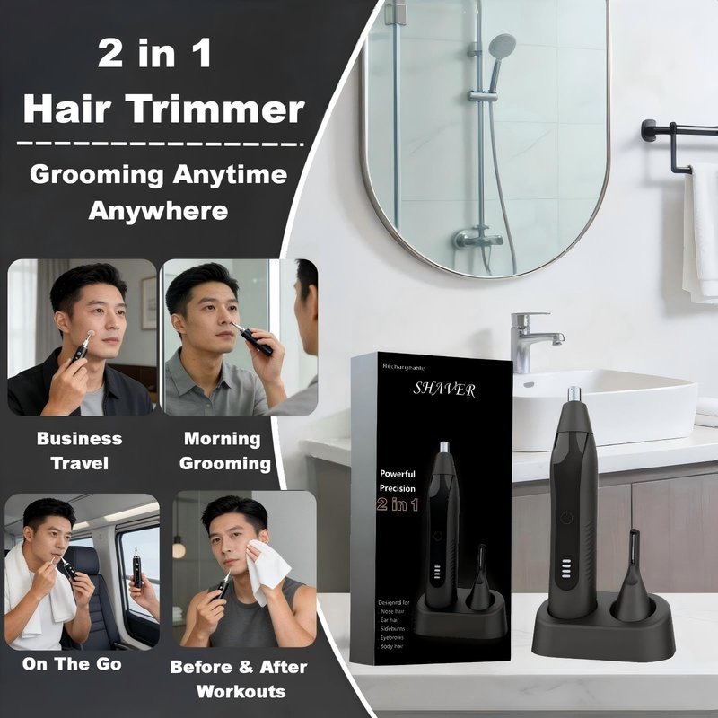Alinsea Ear and Nose Hair Trimmer for Men, 2025 Professional Painless USB Rechargeable Eyebrow & Facial Electric Hair Trimmer for Men Women, Powerful Motor, Dual Edge Blades