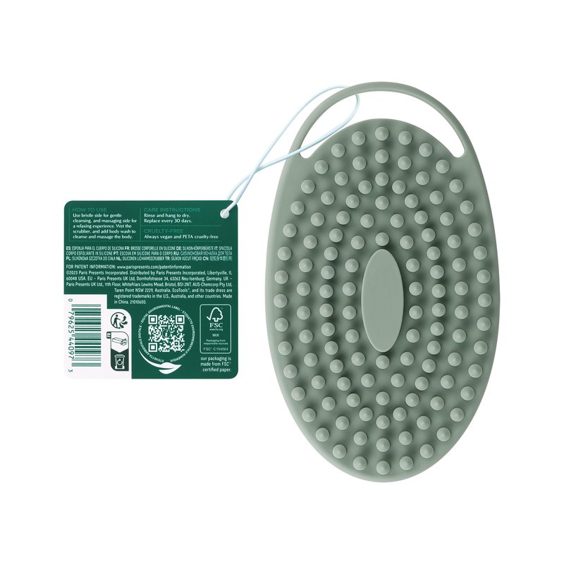EcoTools Silicone Body Scrubber, for Gentle Cleansing & Exfoliating, 2-in-1 Silicone Scrubber & Body Massager, Hygienic & Durable Bath Accessory, Eco Friendly, Vegan, & Cruelty Free, 1 Count