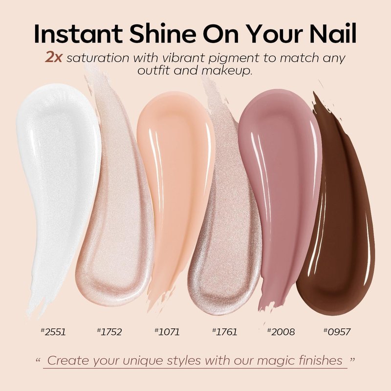 modelones Nude Hema Free Gel Nail Polish Set, 6 Colors Nude White Neutral Brown Skin Tone Beige Khaki Glitter Gel Polish Kit 2026 Spring Gel Nail Kit Polka Dot Nails Soak Off French Nail Art Manicure