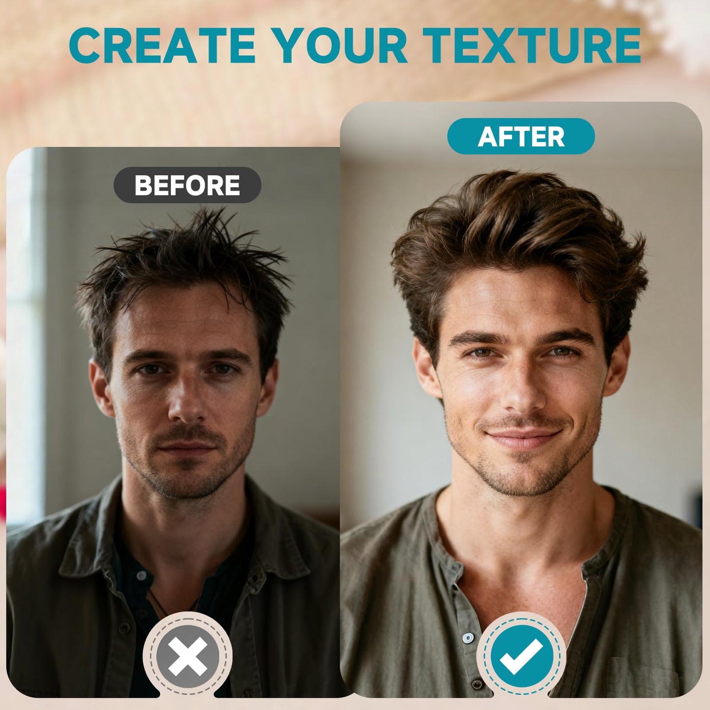 Utmiga Texture Comb, Volumizing Fluffy Texture Styling Comb for Men and Women, Wide-Tooth Texturizing Styling Tool for Volume & Fringe Parting, ABS Plastic with Textured Grip Tool for Men, Black