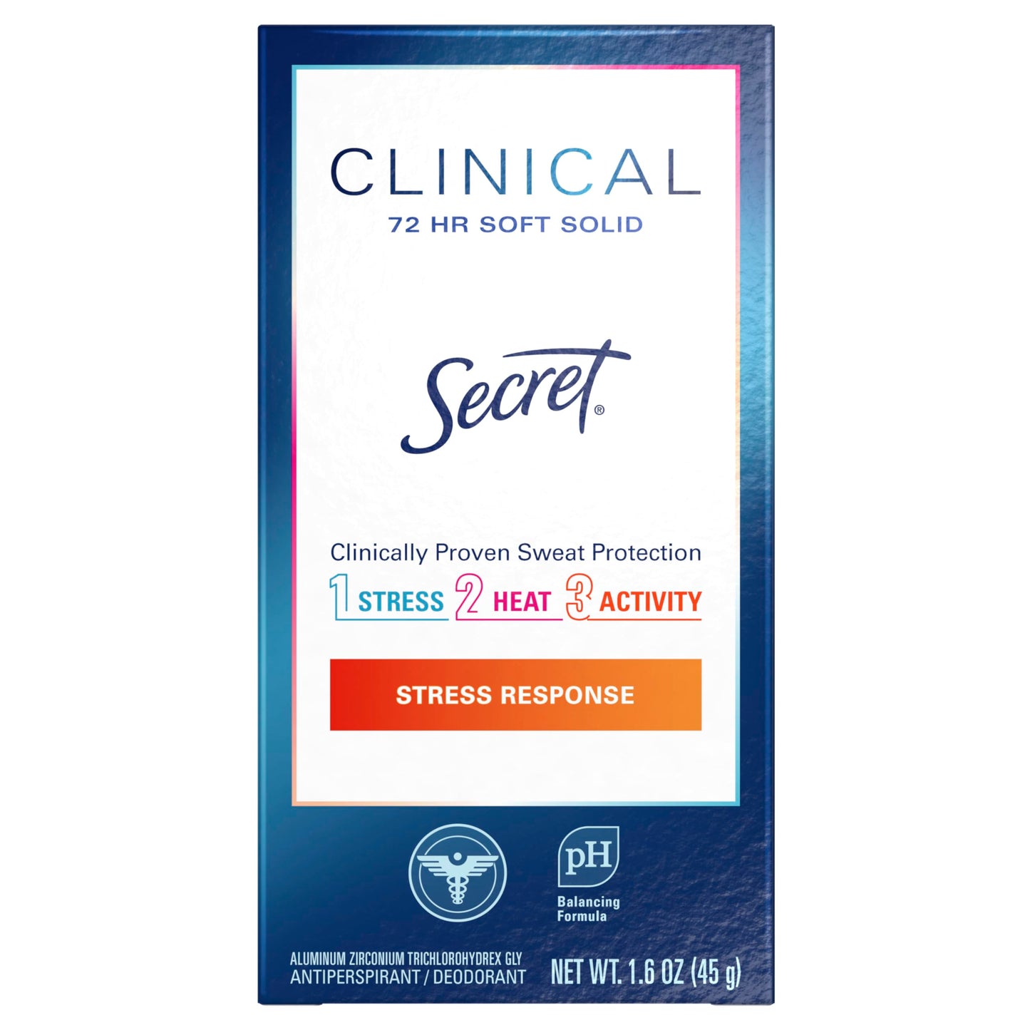 Secret Antiperspirant Clinical Strength Deodorant for Women, Soft Solid, Stress Response, 1.6 Oz, (Pack of 3)