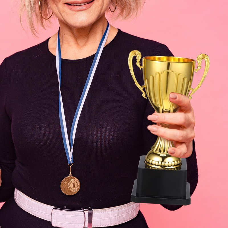 DOITOOL Gold Awards Trophy: Golden Trophies Awards Plastic Trophy Cup Rewards Winning Prize for Footabll Rewards Sports Tournaments, Birthday Party, Competitions