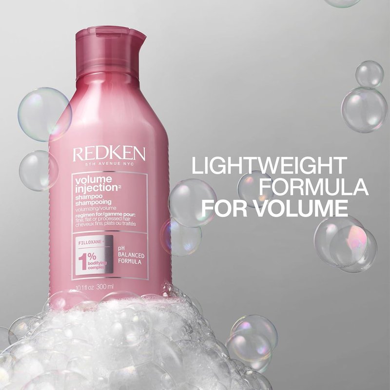 Redken Volume Injection Shampoo for Fine Hair - Volumizing & Detangling Formula | Paraben-Free, Adds Lift & Body
