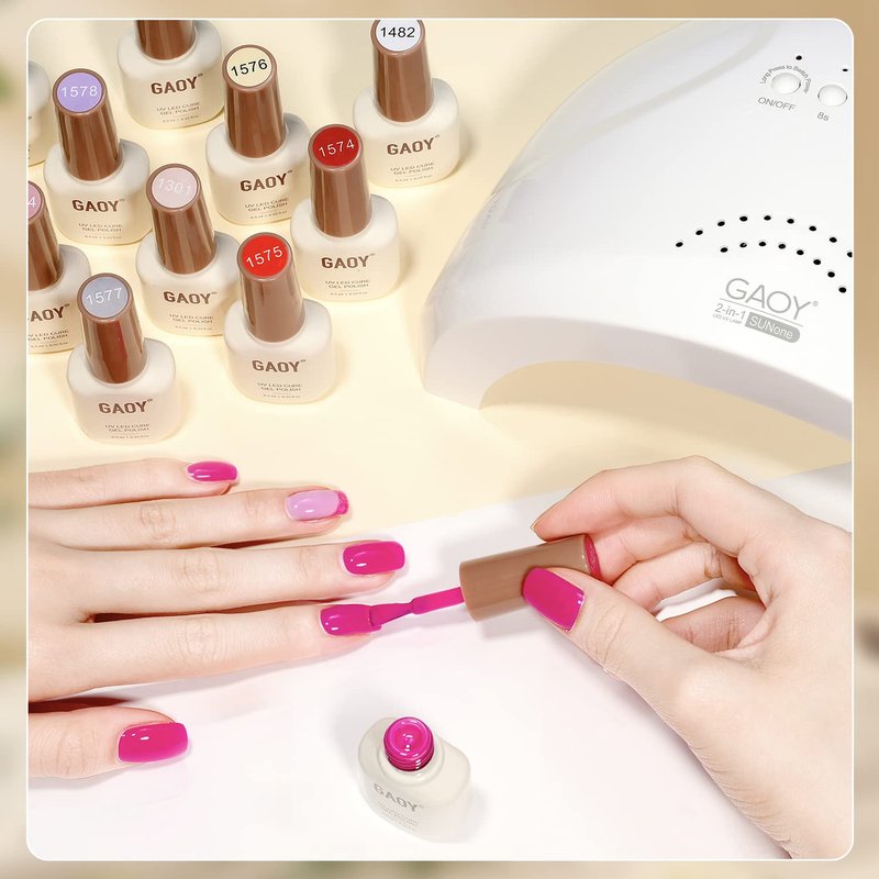 42 Pcs Gel Nail Polish Kit - Pink, White, Red & Nude Colors | Glossy & Matte Top Coat for Salon & DIY Manicure