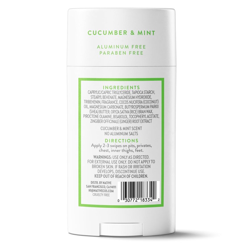 Native Whole Body Deodorant, Cucumber & Mint Scent, 72 Hour Odor Protection for Pits, Privates & More, Aluminum Free Deodorant for Men & Women with Coconut Oil & Shea Butter, 2.3oz