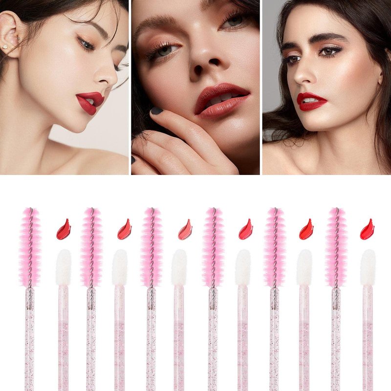 Tbestmax 400 Spoolies Mascara Wand and Lip Brush Disposable Lash Brushes for Eyelash Extensions, Lipstick Lip Gloss Wands Applicator Tool (Pink)