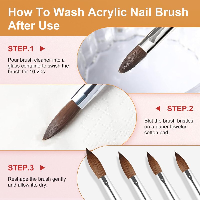 Acrylic Nail Brush Set - 4-Piece Professional Nail Art Brushes for Acrylic Powder & 3D Carving | Sizes 8/10/12/16