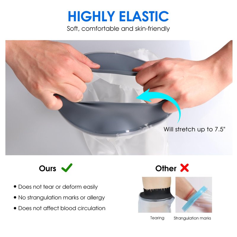 COMFYTHERA Waterproof Cast Cover for Shower Ankle Wound Protector Bath Adult Watertight Cast Bag Showering for Surgery Foot, Ankle, Burns Reusable (D-Knee M)