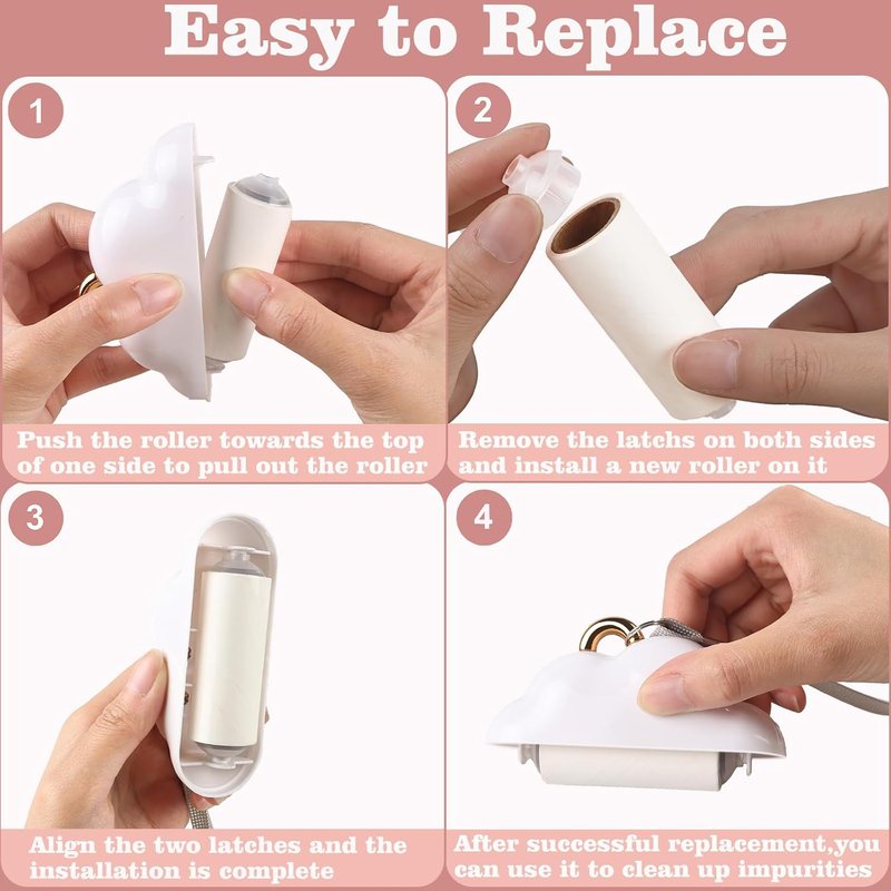 Mini Travel Lint Roller - Reusable Pet Hair Remover with 150 Refillable Sheets | Compact White Design