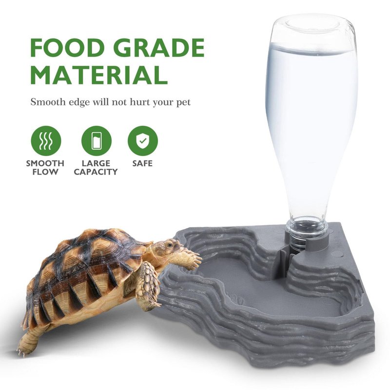 Scicalife Reptile Water Feeder - Automatic Water Dispenser Waterer Feeding Accessories for Turtle Frog Bearded Dragons Lizards Geckos for Terrarium Tank (Grey)