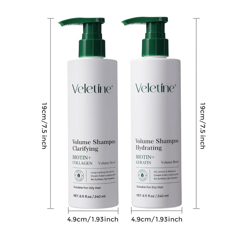 Volumizing Shampoo for Fine Oily Hair - Adds Long-Lasting Volume & Shine | Biotin & Ginger Root Extract, 240ml/8.11oz
