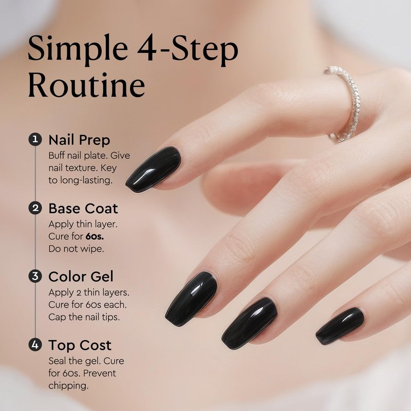 AZUREBEAUTY Black Gel Nail Polish 18ML – Classic Black High Pigment Opaque Soak Off UV/LED Gel Polish, High Gloss Solid for Nail Art, DIY Manicure & Salon Use