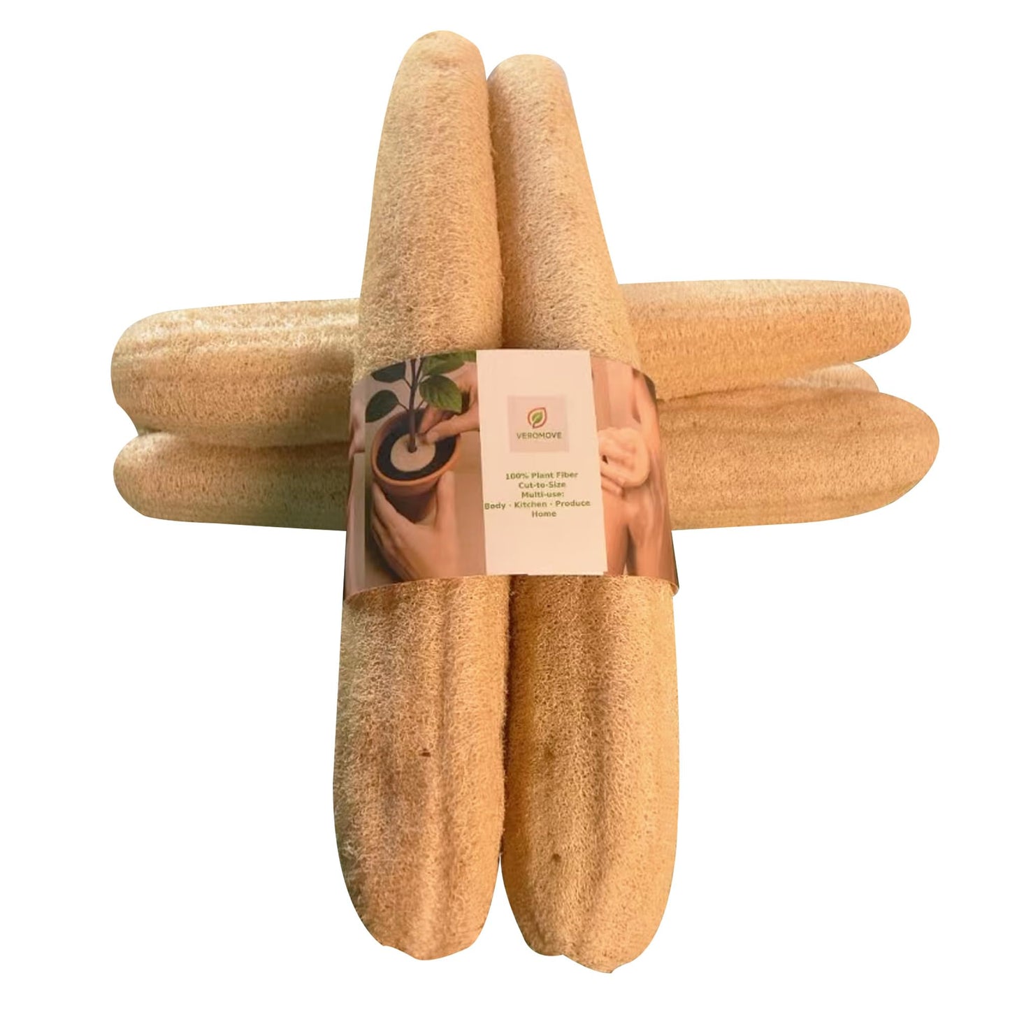 VEROMOVE Extra Long Natural Loofah Sponge, Dried Luffa Shower Sponge, Cut-to-Size Plant Fiber Body Scrubber for Exfoliating