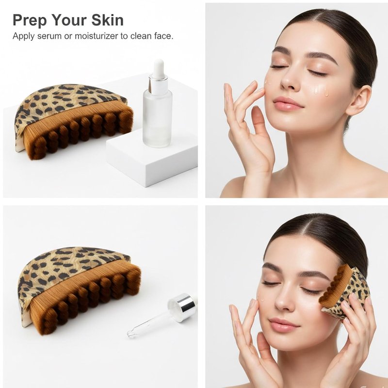 Lymphatic Contour Face Brush - Leopard Print Sculpting & Lifting Tool | Ergonomic Design for Face, Chin & Neck