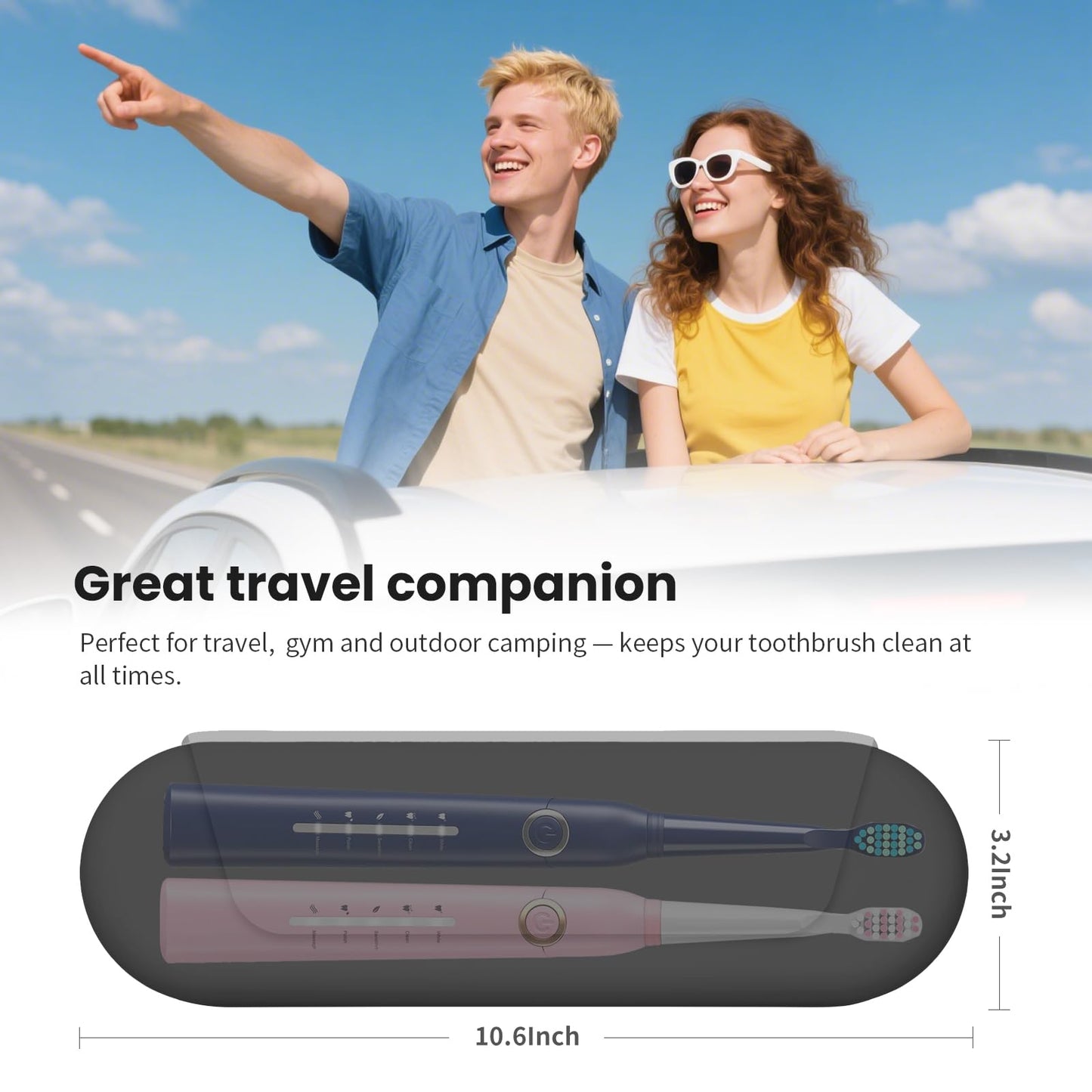 iTokGok Silicone Electric Toothbrush Travel Case, Manual Toothbrush Travel Cover for Men and Women,Toothbrush Holder for Travel,Gym and More, Fits Most Manual and Electric Toothbrushes - Gray