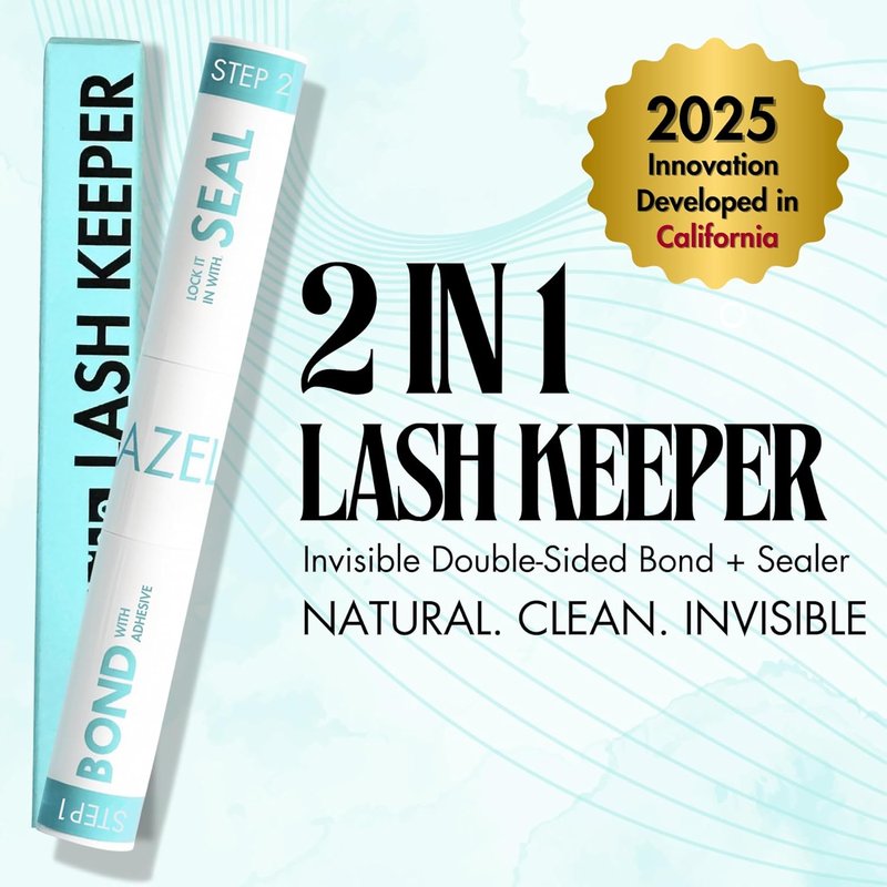 Gazelle 2-in-1 Lash Keeper - Fast-Dry Clear Lash Glue & Sealer | Waterproof, 360° Precision Brush, 7-10 Day Hold