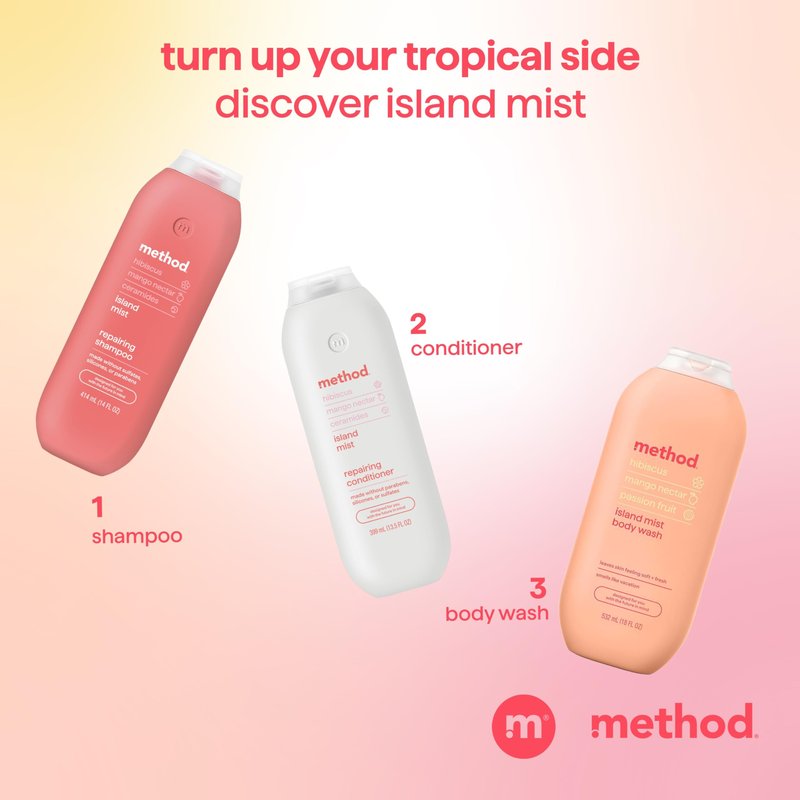 Method Repairing Shampoo, Island Mist - Nourishes Hair and Restores Damaged Strands - Sulfate Free, Color Safe - 14 oz