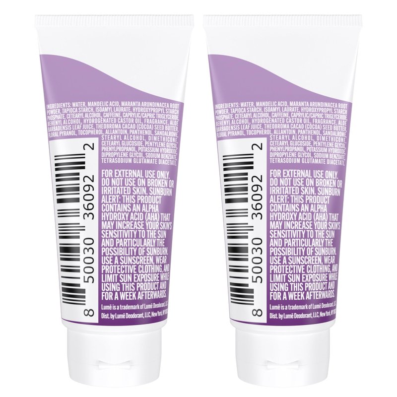 Lume Whole Body Deodorant - Mini Travel Size Invisible Cream Tube - Trial Size - 72 Hour Odor Control - Doctor Developed - Aluminum Free, Baking Soda Free - .5oz (Pack of 2) (Lavender Sage)