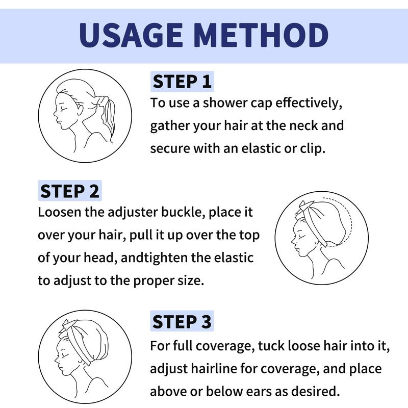 1 PCS Shower Cap, Double Layer & Adjustable Bathing Cap for Shower, Extra Large Reusable Hair Cap for Women, Waterproof Exterior & EVA Lining, Oversized Design for All Hair Lengths/Style