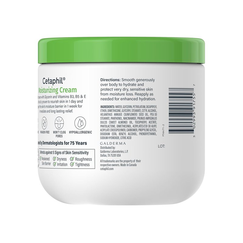 Cetaphil Face & Body Moisturizer - Hydrating Cream for Dry, Sensitive Skin | 16 oz, Fragrance-Free, Non-Comedogenic