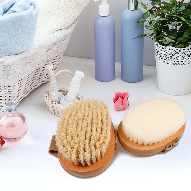 OWIIZI Dry Brushing Body Brush with Soft Vegan Bristles Antiskid Wooden Exfoliator Bath Scrubber for Wet or Dry Exfoliating,Body Scrub Deep Cleanse