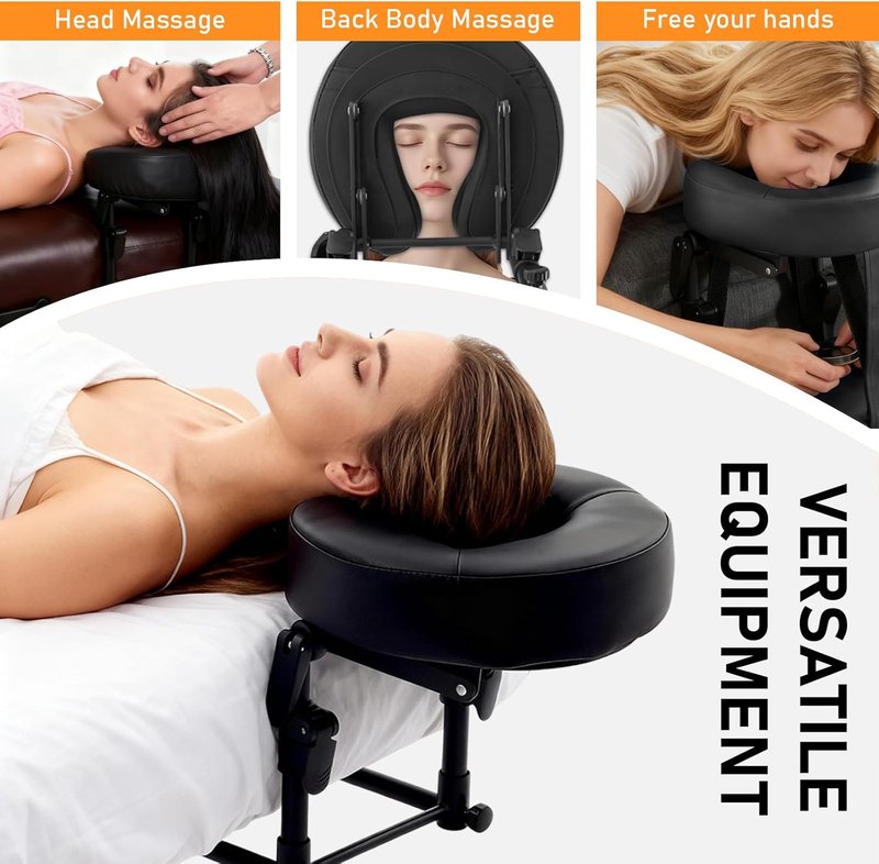 Skiennix Massage Headrest - Adjustable Face Cradle for Bed | Portable Black Pillow for Eye Surgery