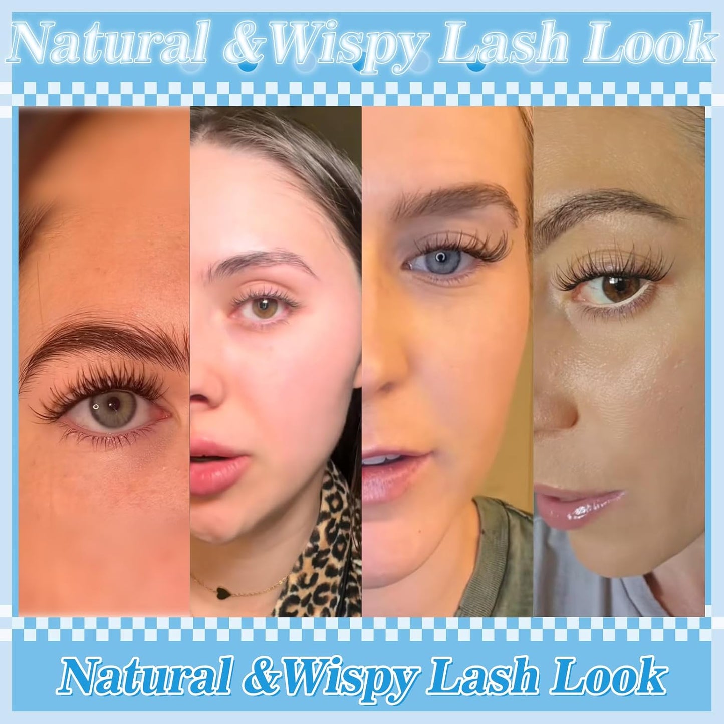 Skiennix Wispy Lash Clusters Kit - Natural Look Eyelash Extensions | 8-16mm Mix Length, Clear Band