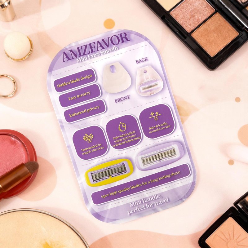 AMZFAVOR Travel Razor for Women, Pink Disposable Travel Razor Kit Sensitive Skin Razors for Women Business Travels Vacation Essentials