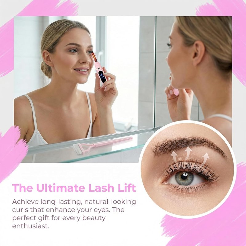 Heated Eyelash Curler - Fast Heating 10s | 3 Temp Settings, USB-C Rechargeable, Anti-Burn Travel Tool