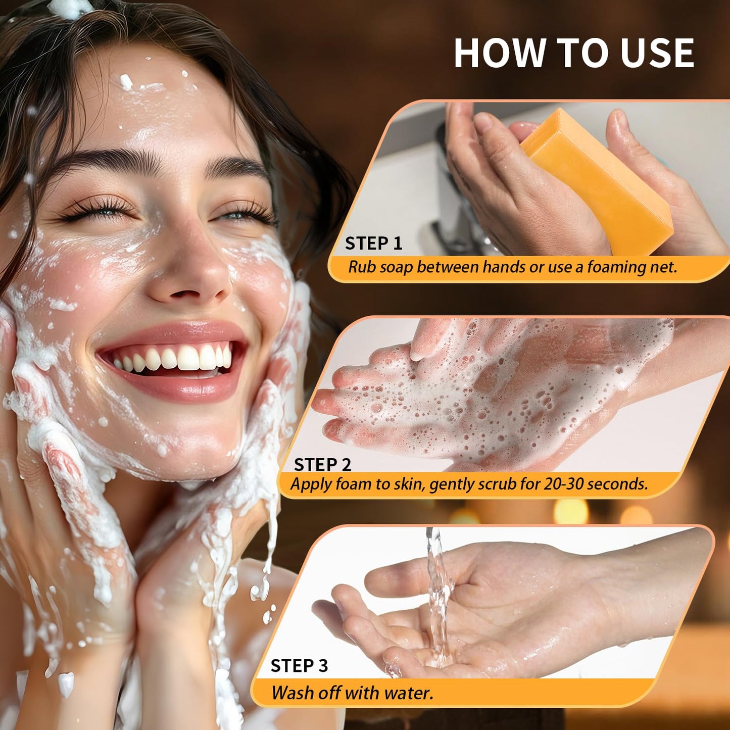 ceedoo Kojic Acid Soap for Dark Spot Remover Bars with Turmeric, Vitamin C, Retinol, Collagen with Hyaluronic Acid, Vitamin E, Shea Butter, Castile Olive Oil - 3.52 OZ x 2 Bars with Bag